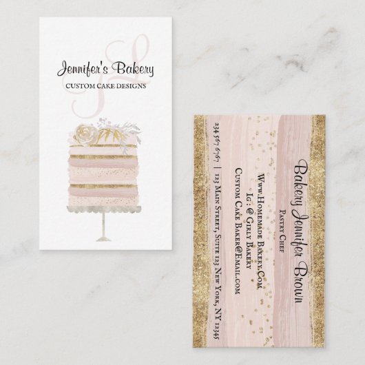 ケーキベーカリーパティシパティスリー 名刺 (正面/裏面)