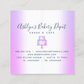 ケーキベーカリーパープルグリッタードリップペストリーシェフラグジュアリー スクエア名刺 (裏面)