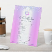 ケーキベーカリーパープルグリッタードリップメニュー価格表 台座サイン (インサイチュ)