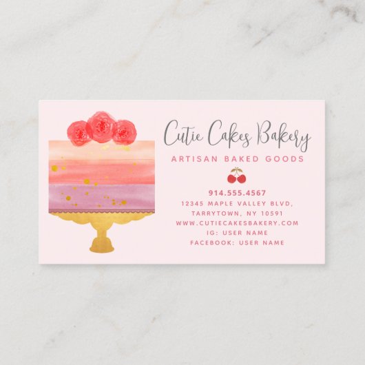 ケーキベーカリーピンクコーラルスプリンクラーズパティシシェフシック ロイヤリティカード (裏面)