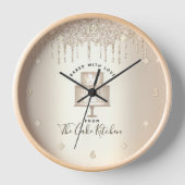 ケーキベーカリーペストリーシェフデザート金ゴールドグリッタードリップ 壁時計 (正面)