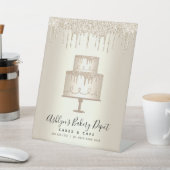 ケーキベーカリーペストリーシェフ金ゴールドグリッタードリップスクリプト 台座サイン (インサイチュ)