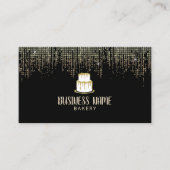 ケーキベーカリーペストリーモダンシェフブラック&金ゴールド 名刺 (正面)