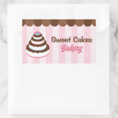 ケーキベーカリーラベル | かわいいケーキ | アウ縁どン 長方形シール (バッグ)