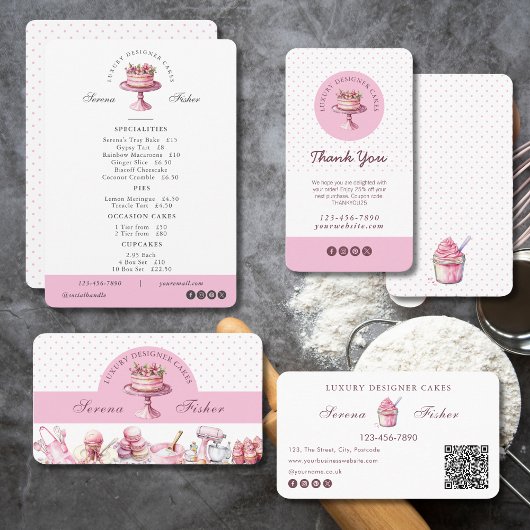 ケーキベーカリー自分のロゴカフェメニュー価格表 シーズンカード