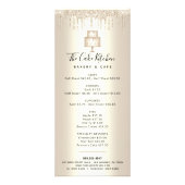 ケーキベーカリー金ゴールドグリッターパティシエデザートメニュー ラックカード (正面)
