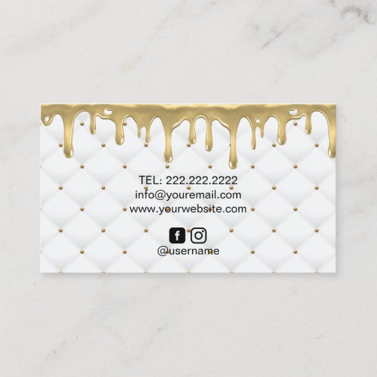 ケーキベーカリー金ゴールドドリップアイシングラグジュアリーホワイト 名刺 (裏面)