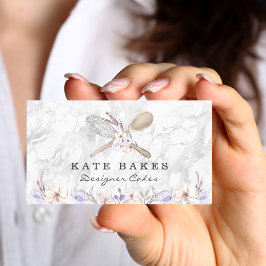ケーキベーキング大理石フローラ水彩名刺 名刺