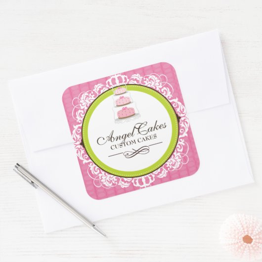 ケーキボックス包装シール スクエアシール (封筒)