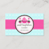 ケーキポップとカップケーキアクアピンク 名刺 (正面)
