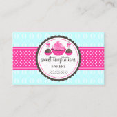 ケーキポップとカップケーキアクアピンク 名刺 (正面)