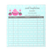 ケーキポップとカップケーキアクアレシート注文型枠 ノートパッド (正面)