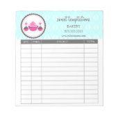 ケーキポップとカップケーキアクアレシート ノートパッド (正面)