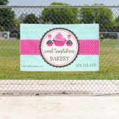 ケーキポップとカップケーキターコイズピンク 横断幕 (インサイチュ)