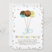 ケーキポップと振りかける誕生日 招待状 (正面)