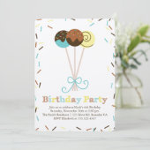ケーキポップと振りかける誕生日 招待状 (スタンド正面)