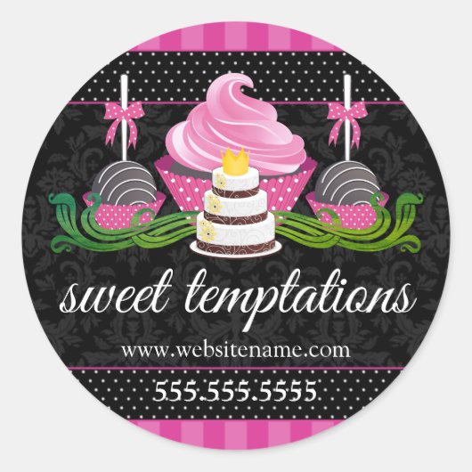 ケーキポップカップケーキケーキベーカリーボックスシール ラウンドシール (正面)