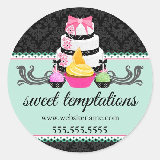 ケーキポップカップケーキケーキベーカリーボックスシール ラウンドシール (正面)