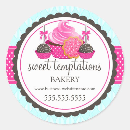 ケーキポップクッキーカップケーキベーカリーボックスシール ラウンドシール (正面)
