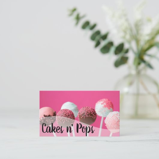 ケーキポップショップカップケーキベーカリーケータリングビジネスC 名刺 (スタンド正面)
