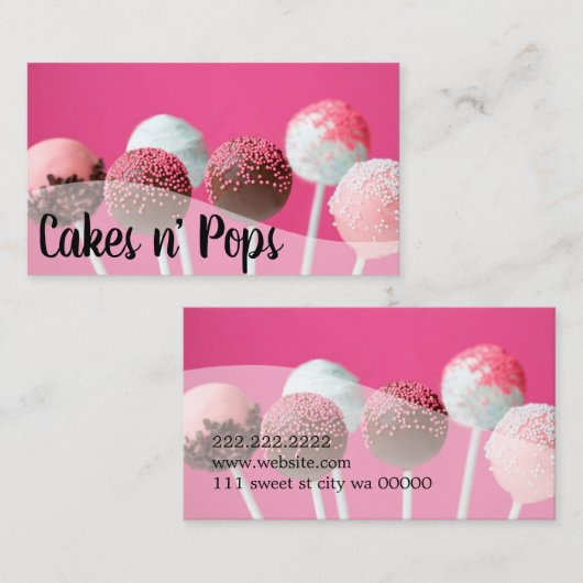 ケーキポップショップカップケーキベーカリーケータリングビジネスC 名刺 (正面/裏面)