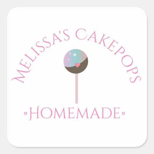 ケーキポップロゴスタンプ自家製ベーカリー事業 スクエアシール (正面)