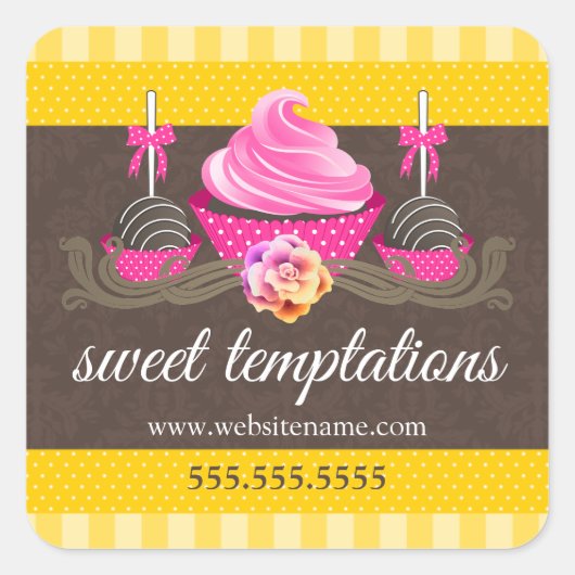 ケーキポップ及びカップケーキベーカリーボックスシール ラウンドシール (正面)