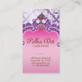 ケーキポップ名刺レトロダマスクピンクパープル 名刺 (裏面)