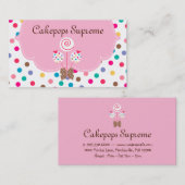 ケーキポップ名刺水玉模様ピンクハート 名刺 (正面/裏面)