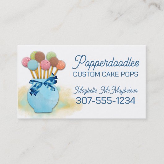 ケーキポップ結婚のイベントベーキングベーカリー菓子 名刺 (正面)