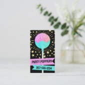 ケーキポップ結婚ズイベントベーキングベーカリーピンクティール（緑がかった色） 名刺 (スタンド正面)