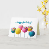 ケーキポップ誕生日カード カード (黄色い花)