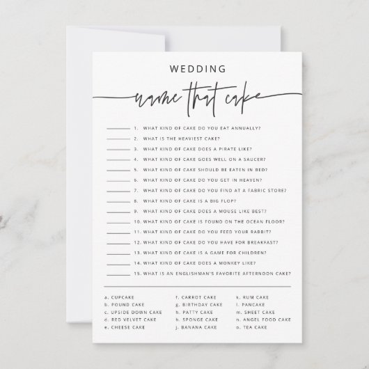 ケーキマッチブライダルシャワーゲームパーティーアクティビティカード 招待状 (正面)