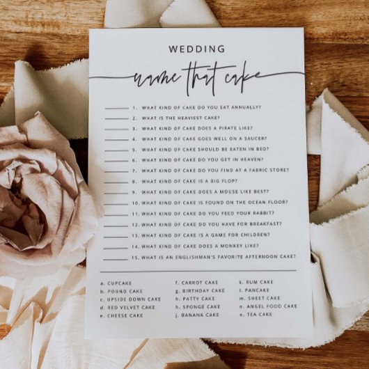 ケーキマッチブライダルシャワーゲームパーティーアクティビティカード 招待状