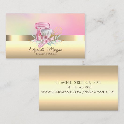 ケーキミエレガントキサーウィスクフラワーベーカリー 名刺 (正面/裏面)