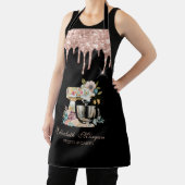 ケーキミキサーフラワーズバラ金ゴールドドリップベーカリーブラック エプロン (インサイチュ)