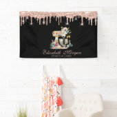 ケーキミキサーフラワーズバラ金ゴールドドリップベーカリーブラック 横断幕 (インサイチュ)