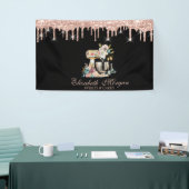 ケーキミキサーフラワーズバラ金ゴールドドリップベーカリーブラック 横断幕 (トレードショー)