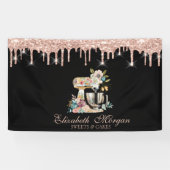 ケーキミキサーフラワーズバラ金ゴールドドリップベーカリーブラック 横断幕 (横)