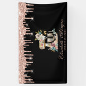 ケーキミキサーフラワーズバラ金ゴールドドリップベーカリーブラック 横断幕 (縦)