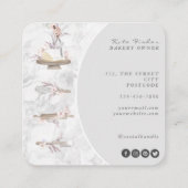 ケーキミキサーベーカリーフローラマーブルグレービジネスカード スクエア名刺 (裏面)