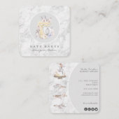 ケーキミキサーベーカリーフローラマーブルグレービジネスカード スクエア名刺 (正面/裏面)