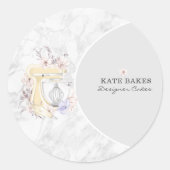 ケーキミキサーベーカリーフローラマーブルグレービジネスカード ラウンドシール (正面)