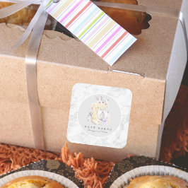 ケーキミキサーベーカリーフローラ大理石グレーウォーター色 スクエアシール