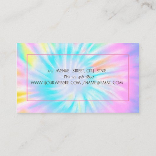 ケーキミキサー、ウィスク、転がのピンフラワーズ絞り染め 名刺 (裏面)