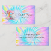 ケーキミキサー、ウィスク、転がのピンフラワーズ絞り染め 名刺 (正面/裏面)