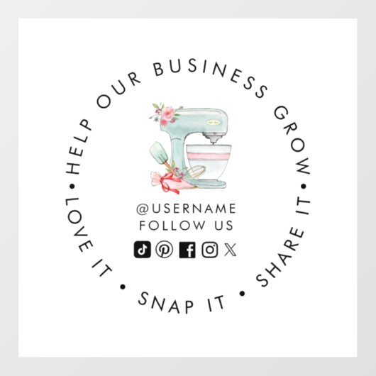 ケーキミキサー ベーカリー ソーシャルメディア フォロー ウィンドウステッカー ウィンドウサイン (シート)