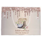 ケーキミキサー 花 ローズゴールド グリッター垂れ込み ベーカリー ラージペーパーバッグ (裏面)