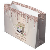 ケーキミキサー 花 ローズゴールド グリッター垂れ込み ベーカリー ラージペーパーバッグ (裏面アングル)