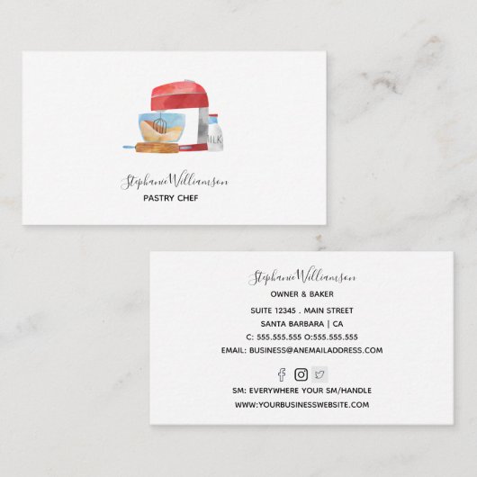 ケーキミモダンキサーウォーターベーカリー 名刺 (正面/裏面)